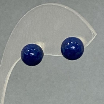 עגילי סטוד כדור לאזוריט (דחוס), מתכת בצבע כסף, 8 מ"מ