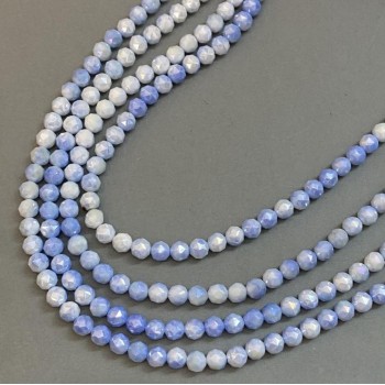 חרוזי קריסטל צ'כי כחול מרובה גוונים על חוט, כדור מלוטש בקוטר 8 מ״מ, אורך 38 ס״מ