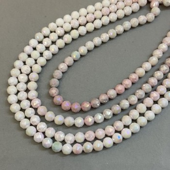 חרוזי קריסטל צ'כי מרובי צבעים על חוט, כדור חתוך, קוטר 8 מ״מ