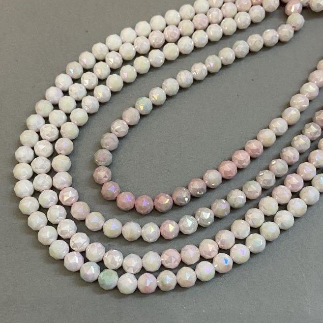 חרוזי קריסטל צ'כי מרובי צבעים על חוט, כדור חתוך, קוטר 8 מ״מ