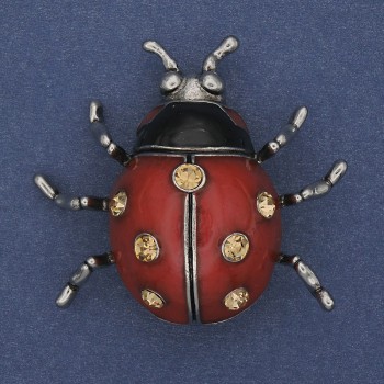 סיכה-תליון שמש אדום אמייל, מתכת כסופה 42×47 מ״מ