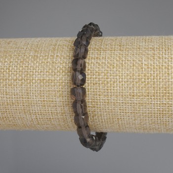 צמיד טופז מעושן בצורת קוביה, קוטר כ-7×7 מ״מ, אורך 18 ס״מ +