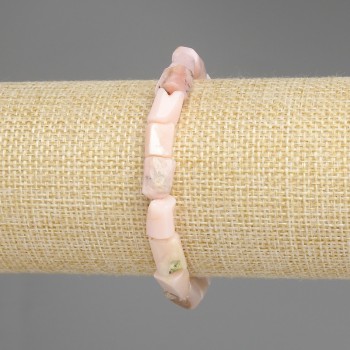 צמיד אופל ורוד מובלט, קוטר 10-12×7-8 מ״מ +/- אורך 18 ס״מ +/- אלסטי