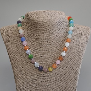 מחרוזת עין החתול מרובת צבעים – חרוזים חלקים בקוטר 10 מ״מ, אורך 50 ס״מ + שרשרת הארכה של 5 ס״מ