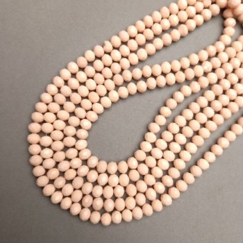 חרוזי קריסטל צ'כי לבנים על חוט, בצורת רונדל מלוטש, קוטר 8×6 מ״מ + -, אורך 37 ס״מ +