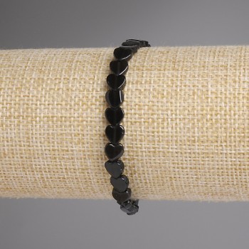 צמיד טופז מעושן בצורת לב 6 מ״מ, אורך 18 ס״מ, גמיש