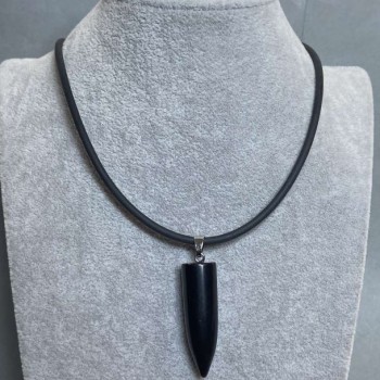 הנחה! תליון אגט כדורי 42×12 מ״מ על חוט גומי, אורך 60 ס״מ + 5 ס״מ שרשרת הארכה