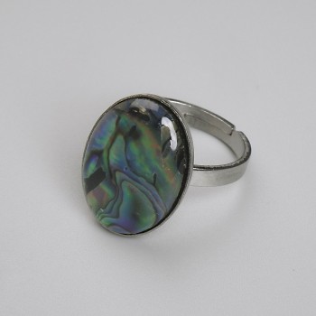 טבעת חליאוטיס אובלית 19×14 מ״מ ± ללא, מידות: מתכת כסופה