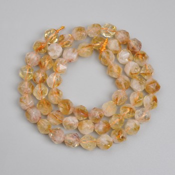 חרוזי ציטרין בעלי חיתוך רב-פנים 7×6 מ״מ, אורך כ-37 ס״מ — על חוט