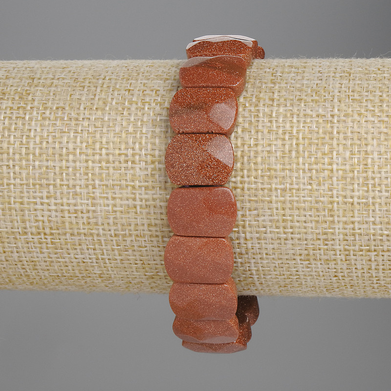 צמיד מאבנטורין – חול זהוב, חוליה מחורצת 14×10 מ"מ ±, אורך 18 ס"מ ±, אלסטי