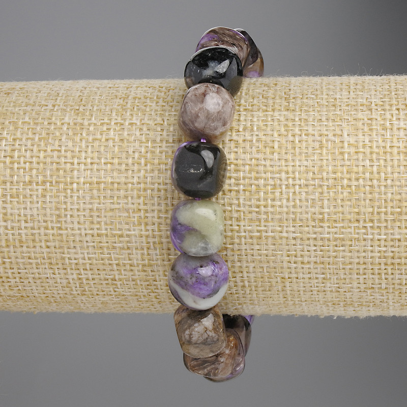 צמיד צ'ארואייט גלטיבי, קוטר 11×10 מ״מ, 5 מ״מ±, אורך 18 ס״מ± גמיש