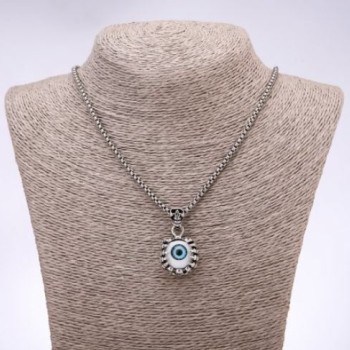 תליון בסגנון פאנק גות עין 22×25 מ"מ - צבע המתכת כסף כהה על שרשרת, אורך 65 ס"מ