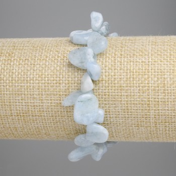 צמיד אקוומרין בצורת אבני חיתוך, עם אלמנט «פרפר», קוטר 9-17×9-10 מ״מ ±, אורך 18 ס״מ ± סטרץ'