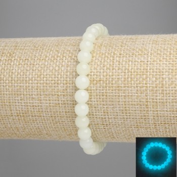 צמיד אוניקס (זוהר טורקיז) חרוזים חלקים בקוטר כ-6 מ״מ, אורך כ-18 ס״מ - סטרץ'