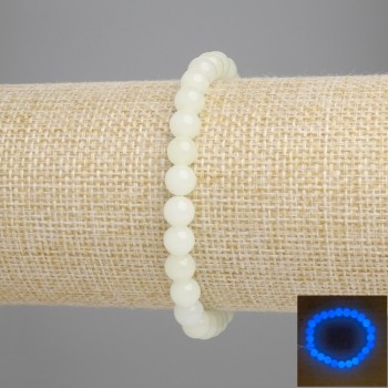 צמיד אוניקס (זוהר כחול) כדור חלק, קוטר 6 מ״מ +-, אורך 18 ס״מ +- על בסיס אלסטי