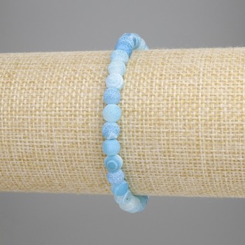 צמיד אגאט כחול קפוא, חרוז חלק, קוטר 6 מ״מ, אורך 18 ס״מ, אלסטי