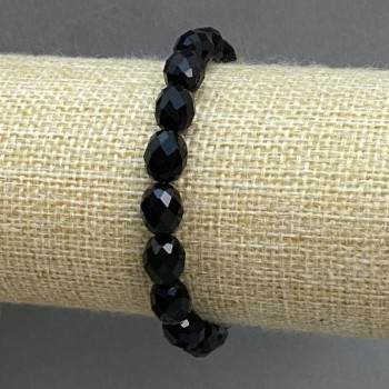 צמיד אגט מדומה מזכוכית צ'כית מחוספסת בצורת גרגר, קוטר 9.5×8 מ״מ, אורך 18 ס״מ, אלסטי