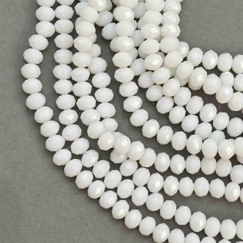 חרוזי מקריסטל צ'כי על חוט לבנים מאטים, רונדל מלוטש, קוטר 8×6 מ״מ, אורך 39 ס״מ +