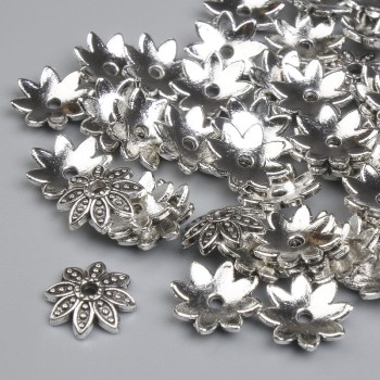 כובע חרוז מתכת בצבע כסף, קוטר 9.5×1 מ״מ ± חור 1.7 מ״מ ± אריזה 40 יחידות +