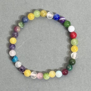 צמיד ציטרין אמטיסט אגט כדורי חלק, קוטר 6 מ״מ, אורך 18 ס״מ, על בסיס אלסטי