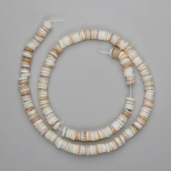 חרוזי צדף סקפארקה רונדל, קוטר 6×1 מ״מ, אורך 39 ס״מ ± על חוט