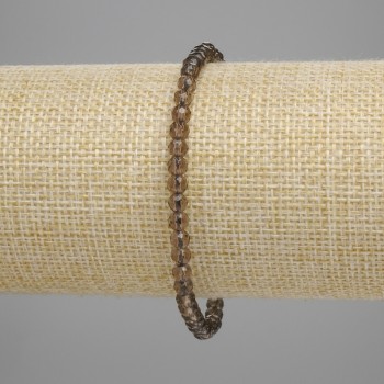 צמיד טופז מעושן מסותת בבקוטר 4 מ״מ, אורך 18 ס״מ, סטרץ׳