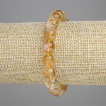 צמיד סיטרין בצורת גרגר מלוטש, קוטר 10 מ"מ+-, אורך 18 ס"מ+-, אלסטי