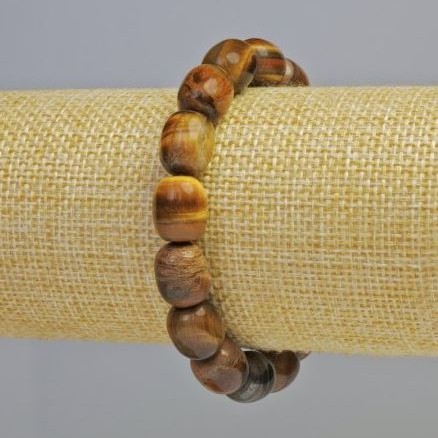 הוזלה — צמיד מאבן טבעית טייגר איי, מקטעי אבן בקוטר 10×12 מ״מ± (סטרץ), אורך 18 ס״מ+