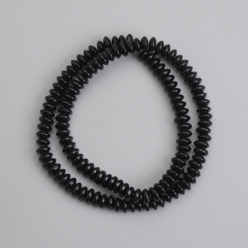 חרוזי אגאט חלקים בצורת רונדל, קוטר 6×3 מ״מ, אורך כ-37 ס״מ