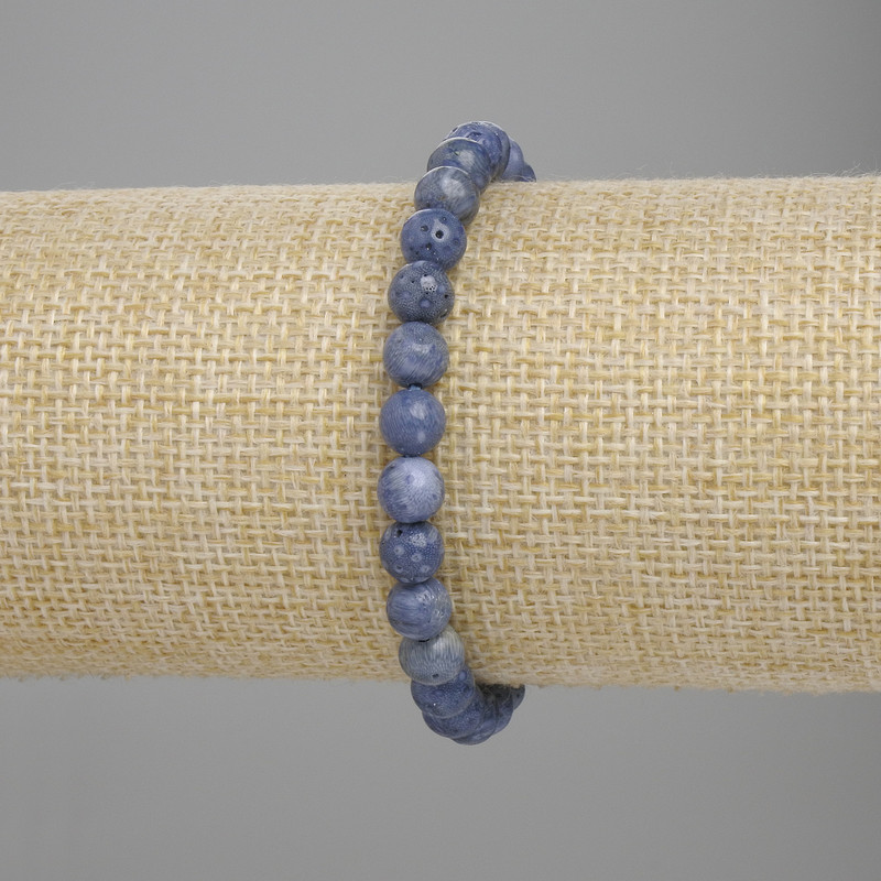 צמיד אלמוג ספוגי, חרוזים חלקים בקוטר 6 מ״מ, אורך 18 ס״מ, אלסטי