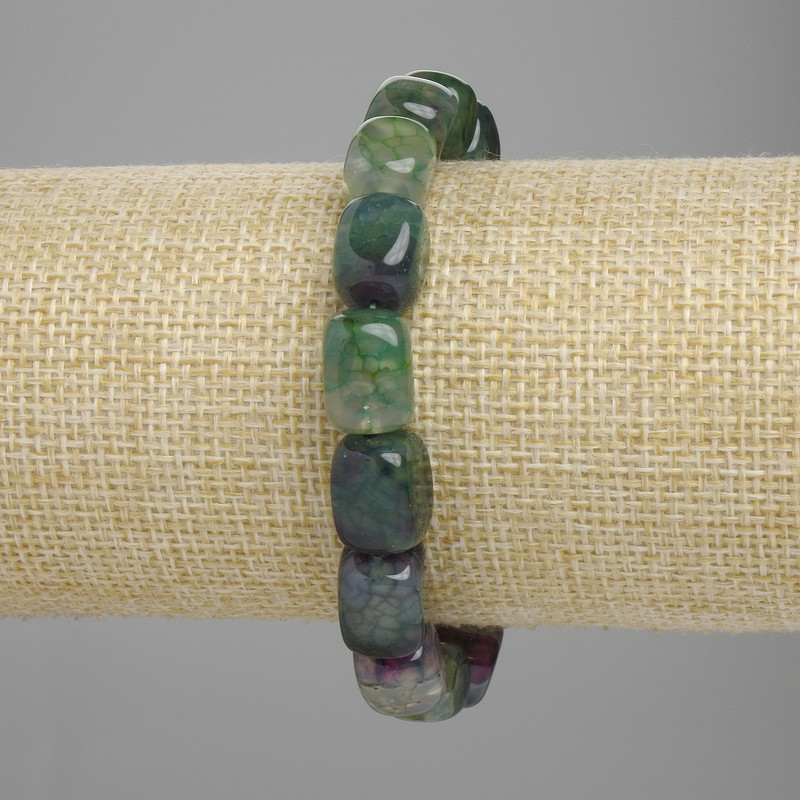 צמיד אגת מלבני 11–13 מ״מ, 5×8 מ״מ, 5–9 מ״מ±, אורך 18 ס״מ±, אלסטי