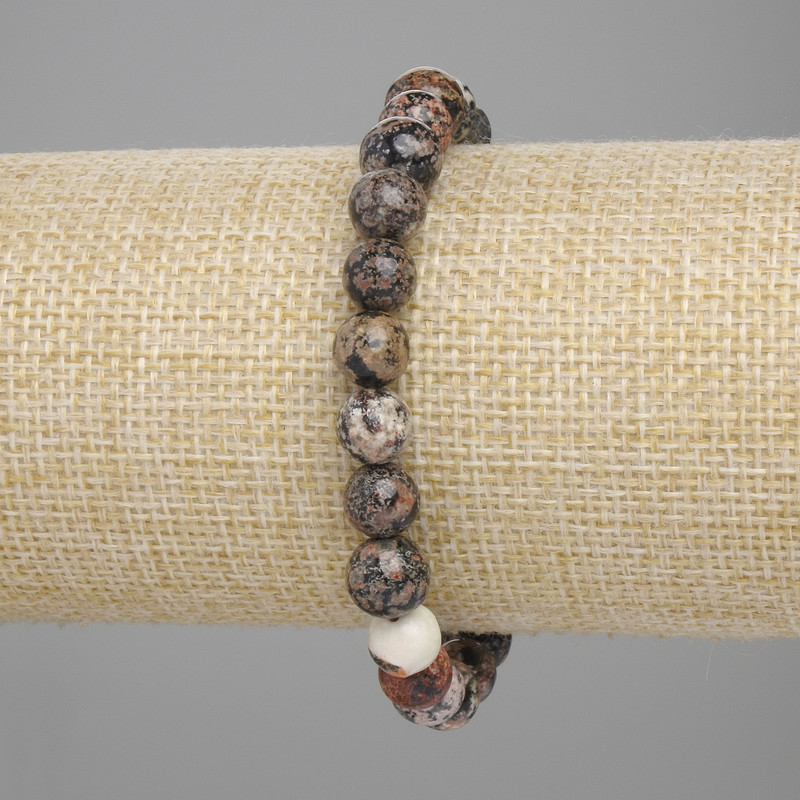 צמיד אובסידיאן, חרוזים חלקים בקוטר 8 מ״מ, אורך 18 ס״מ, אלסטי