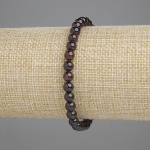 צמיד גרנט חרוזים כדוריים חלקים, קוטר 6 מ״מ, אורך 18 ס״מ, סטרץ