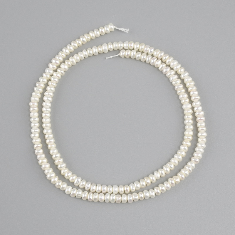 חרוזי פניני נהר, קוטר 3–3.5×2mm+-, אורך 36cm+- על חוט