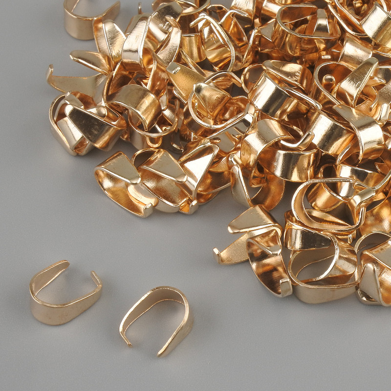אביזרי תכשיטים מחזיק לתליון (בייל), קוטר 4mm±, אורך 8mm±, צבע זהב, אריזה 22g +