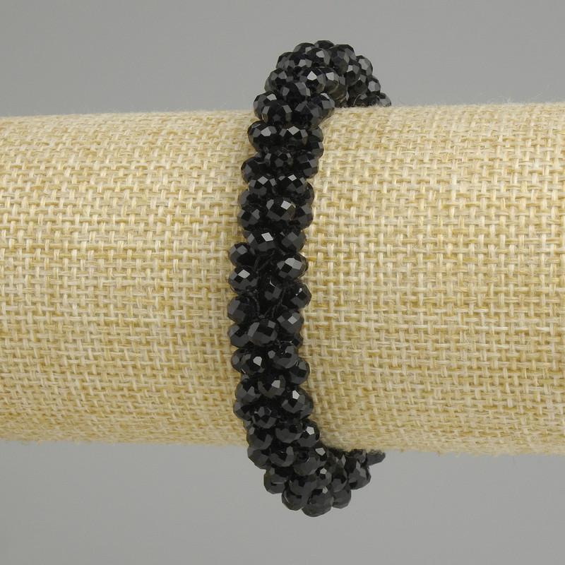 צמיד חבל מקריסטל צ'כי רונדל מגולף 3.5×4 mm ±, אורך 18 cm (אלסטי)