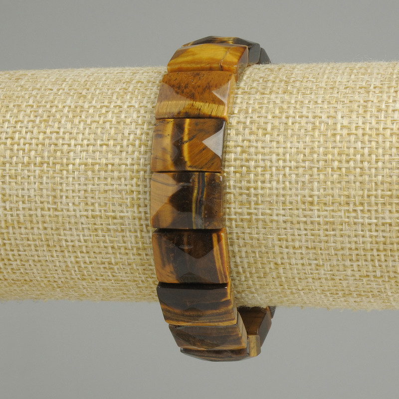 צמיד מעין הנמר, חוליה מלבנית עם פאות, קוטר 15×11 mm ±, אורך 18 cm (על בסיס אלסטי)