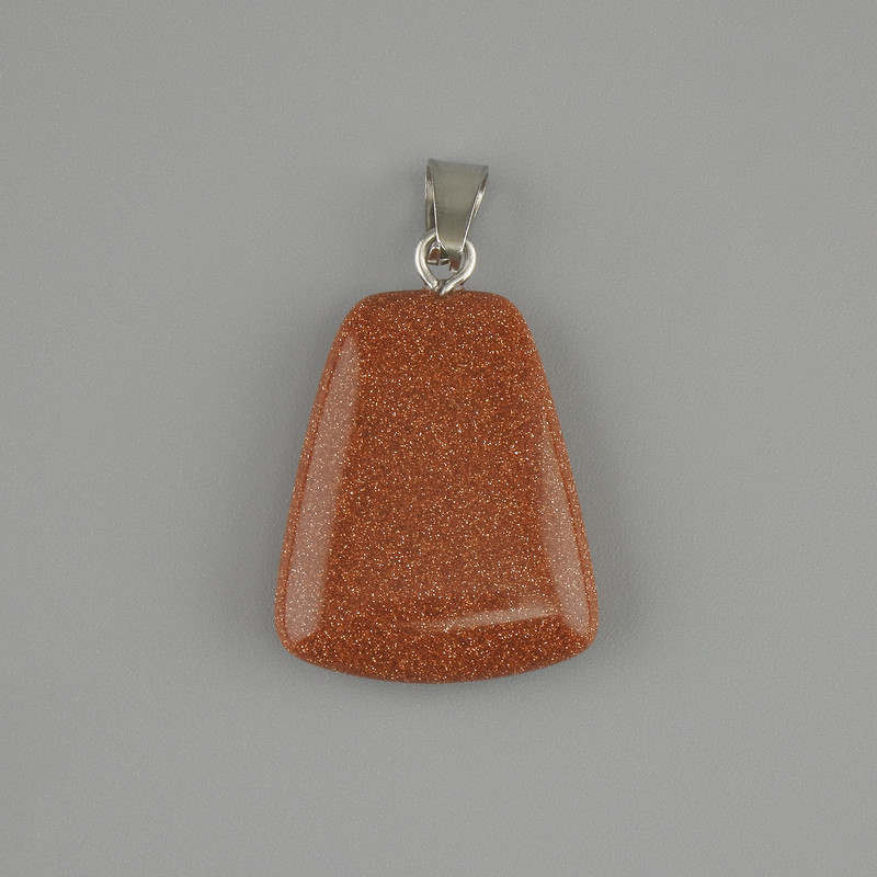 תליון אוונטורין "זהב חולי" טרפז 17×21mm±, אורך 30mm±