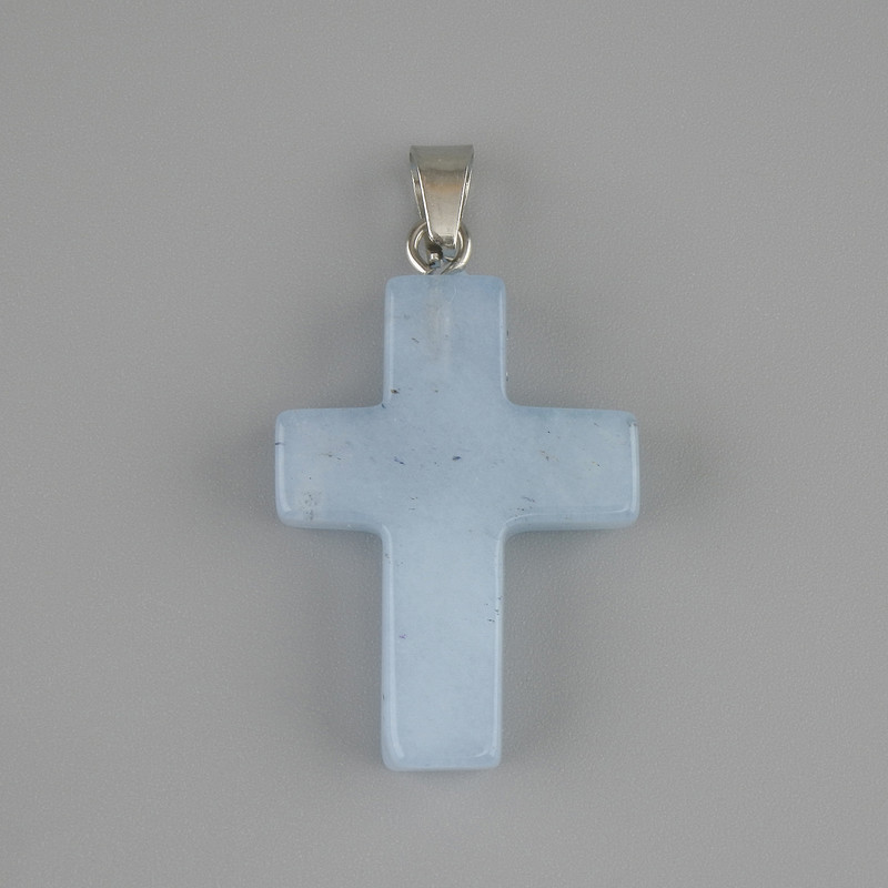 תליון צלב מאקוואמרין 25×18mm ±, אורך 36mm ±