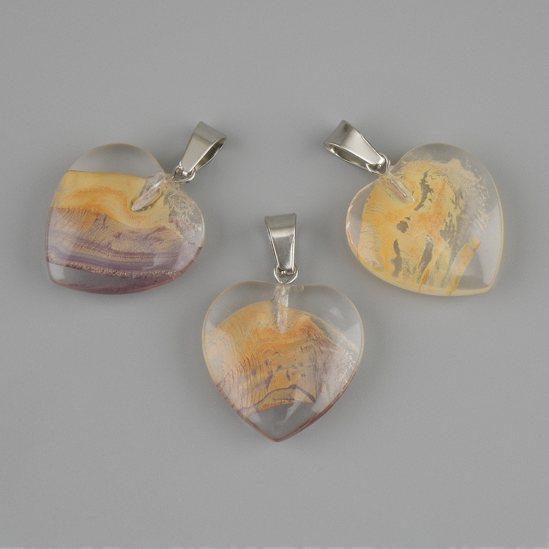 תליון לב (שרף שקוף) 21×21×30mm+