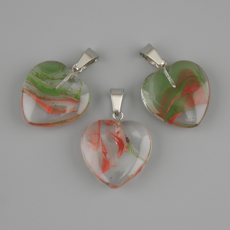 תליון לב (שרף שקוף) 21×21×30mm+