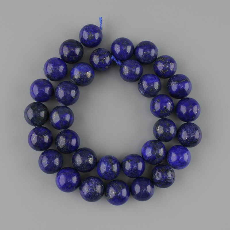 חרוזים לפיס לזולי כדור חלק 12mm +-, אורך 38cm +- על חוט