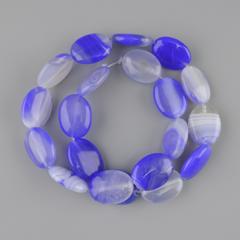 חרוזים אגת אובל שטוח 19.5-20x15mm +-, אורך 39cm+- על חוט