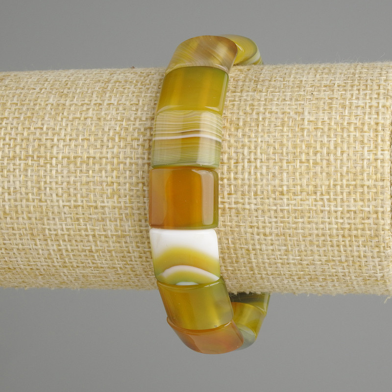 צמיד אגת חוליות חלקות, קוטר 15x12, 5-13mm ±, אורך 18cm ±, אלסטי