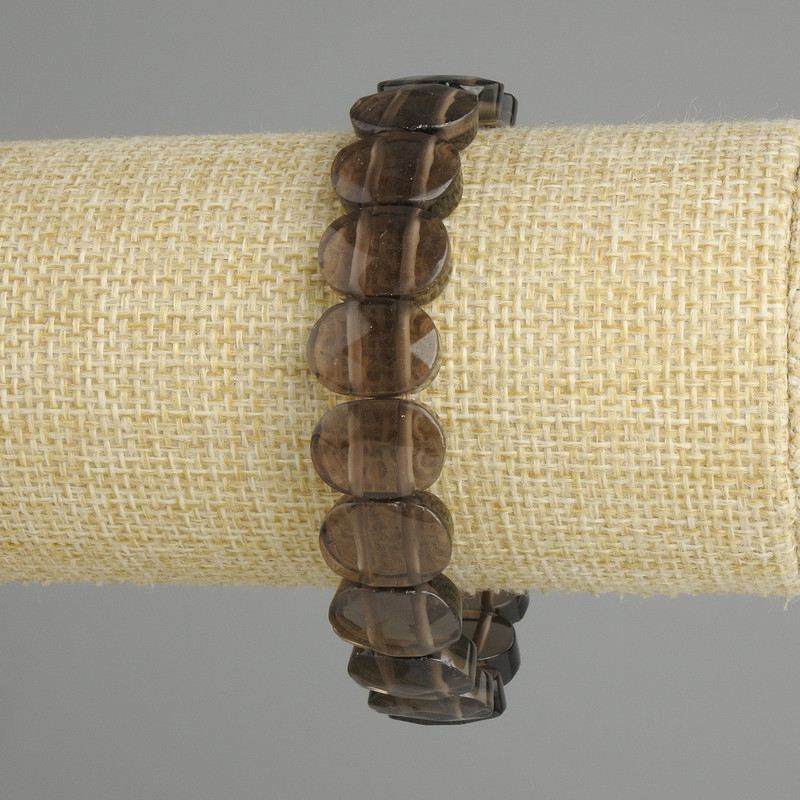 צמיד קוורץ מעושן חוליה מחודדת, מידות 14×10mm±, אורך 18cm± סטרץ'