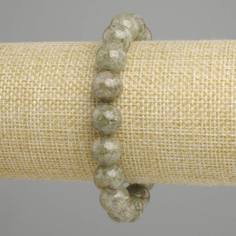 צמיד אפטיט ירוק, חרוז חלק קוטר 11mm ±, אורך 18cm ±, אלסטי