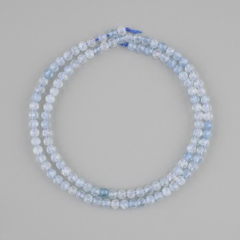 חרוזי אקוואמרין רונדל מגולף, קוטר 3.5×3 mm ±, אורך 38 cm+