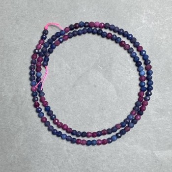חרוזי ספיר ורובי, כדור מחומד, קוטר 3mm+-, אורך 38cm+