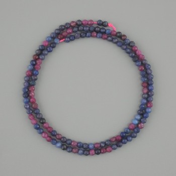 חרוזי ספיר ורובי, כדור מחומד, קוטר 3mm+-, אורך 38cm+