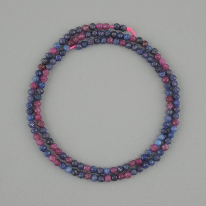 חרוזי ספיר ורובי, כדור מחומד, קוטר 3mm+-, אורך 38cm+